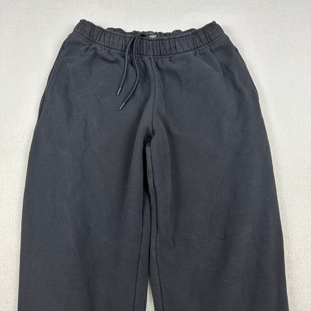 Athleta Pants Women Medium Black Solid Fleece Joggers Cinch Bottom Sweatpants M - Picture 2 of 12